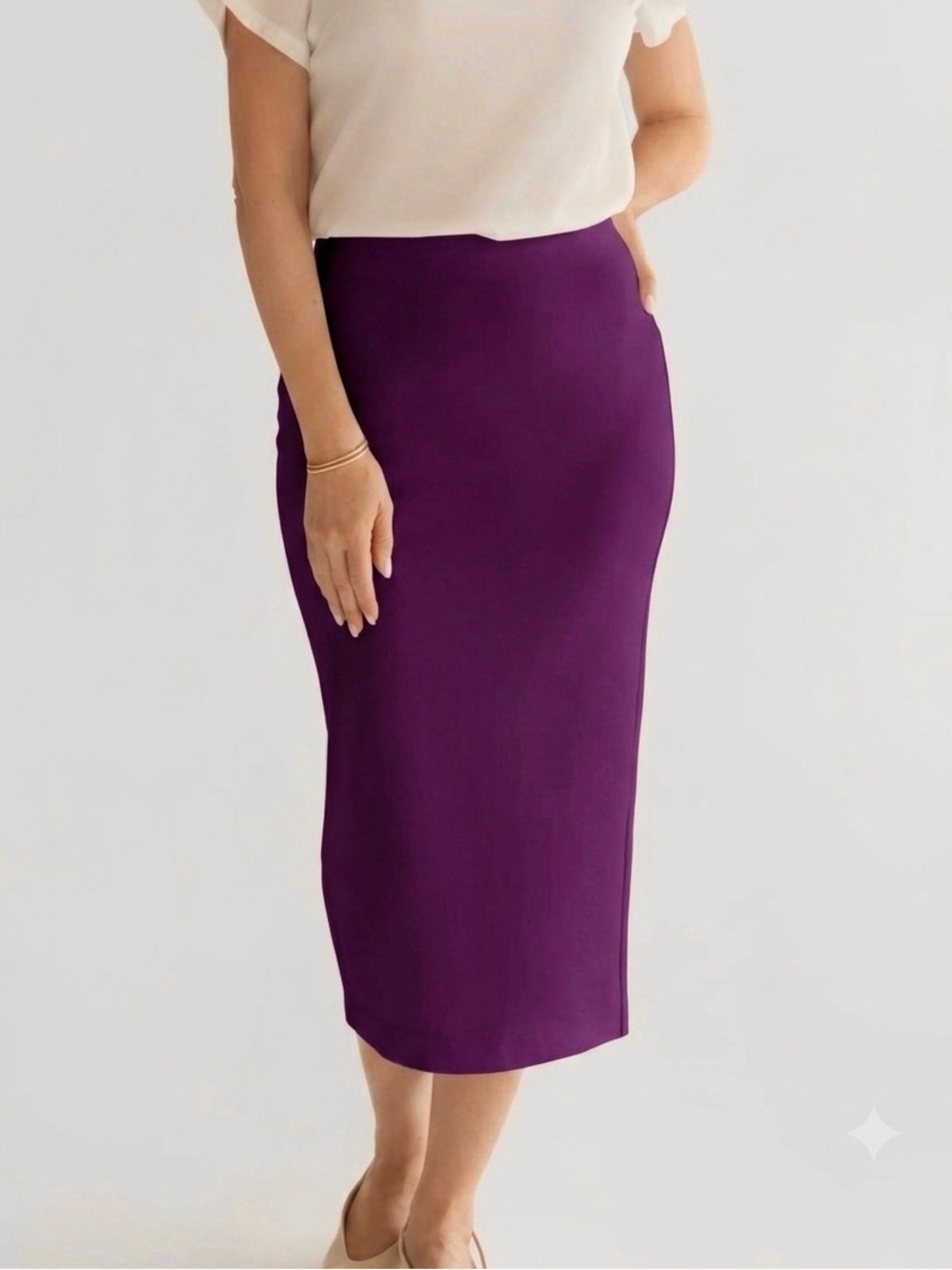 Classic Purple Midi Pencil Skirt for Women
